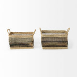 Mercana Nia 18.5L x 13.4W x 14.6H Set of 2 Light Brown Seagrass Rectangular Basket with Handles  69610