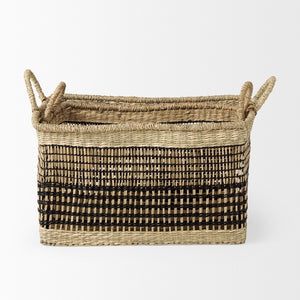 Mercana Nia Handwoven Rectangular Storage Baskets with Handles – Eco-Friendly Coastal Home Organizers 69610