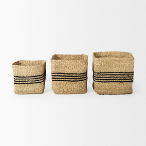 Mercana Cullen Woven Seagrass Storage Baskets - Stylish Natural Fiber Baskets for Home Organization Decor 69612