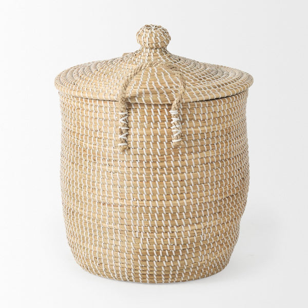 Mercana Olivia Handwoven Storage Baskets with Lids - Stylish Coastal Charm for Home Organization & Decor 69613