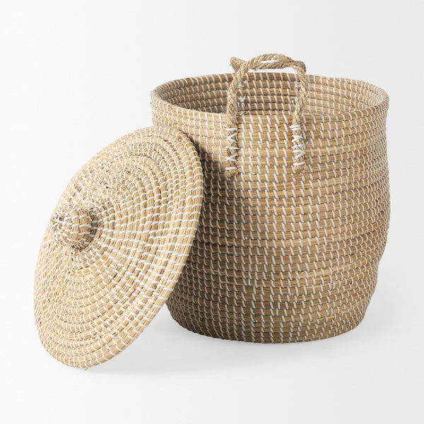 Mercana Olivia Handwoven Storage Baskets with Lids - Stylish Coastal Charm for Home Organization & Decor 69613