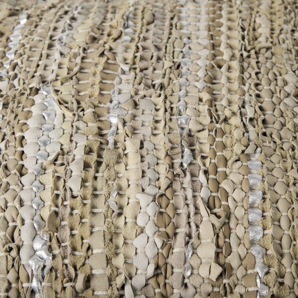 Mercana Aadhya Elegant Leather and Cotton Pouf - Versatile Accent Piece for Modern and Boho Décor Styles 69501