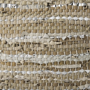 Mercana Aadhya Elegant Leather and Cotton Pouf - Versatile Accent Piece for Modern and Boho Décor Styles 69501