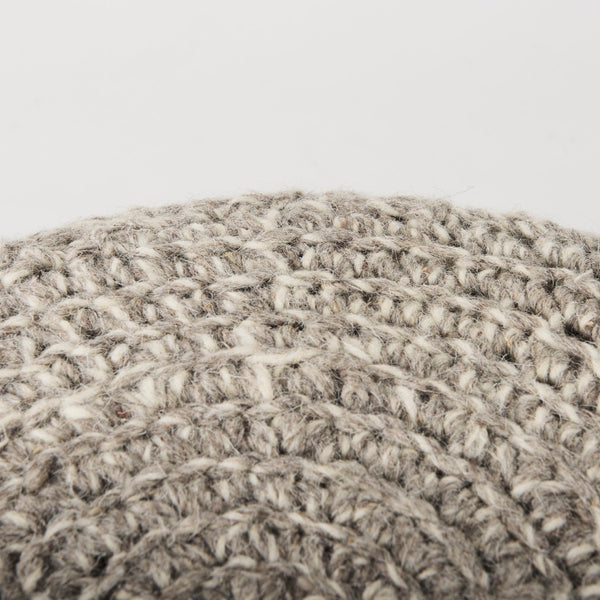 Mercana Bina Versatile Wool Stool with Solid Wood Legs – Timeless Accent for Modern Living Spaces Taupe Wool | Brown Wood | 19L 69511