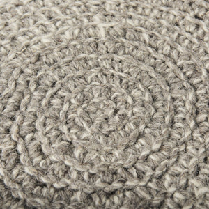 Mercana Bina Versatile Wool Stool with Solid Wood Legs – Timeless Accent for Modern Living Spaces Taupe Wool | Brown Wood | 19L 69511