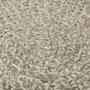 Mercana Bina Versatile Wool Stool with Solid Wood Legs – Timeless Accent for Modern Living Spaces Taupe Wool | Brown Wood | 24L 69512