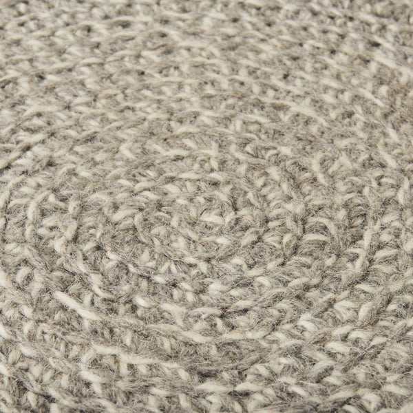 Mercana Bina Versatile Wool Stool with Solid Wood Legs – Timeless Accent for Modern Living Spaces Taupe Wool | Brown Wood | 24L 69512