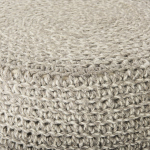 Mercana Bina Versatile Wool Stool with Solid Wood Legs – Timeless Accent for Modern Living Spaces Taupe Wool | Brown Wood | 24L 69512