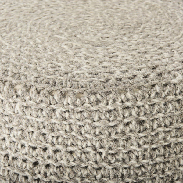 Mercana Bina Versatile Wool Stool with Solid Wood Legs – Timeless Accent for Modern Living Spaces Taupe Wool | Brown Wood | 24L 69512