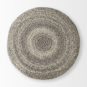 Mercana Bina Versatile Wool Stool with Solid Wood Legs – Timeless Accent for Modern Living Spaces Dark Gray Wool | Brown Wood 69513