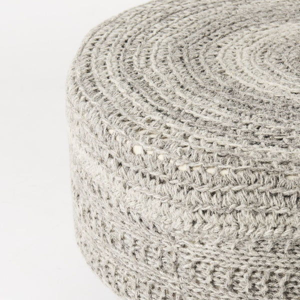 Mercana Bina Versatile Wool Stool with Solid Wood Legs – Timeless Accent for Modern Living Spaces Dark Gray Wool | Brown Wood 69513