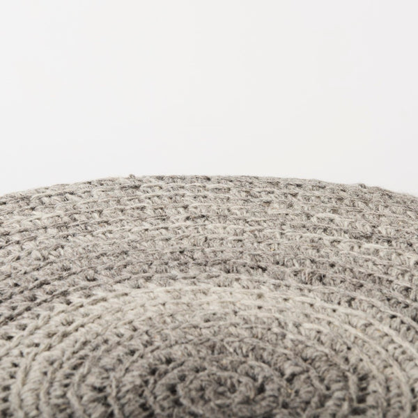 Mercana Bina Versatile Wool Stool with Solid Wood Legs – Timeless Accent for Modern Living Spaces Dark Gray Wool | Brown Wood 69513