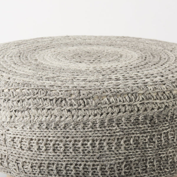 Mercana Bina Versatile Wool Stool with Solid Wood Legs – Timeless Accent for Modern Living Spaces Dark Gray Wool | Brown Wood 69513