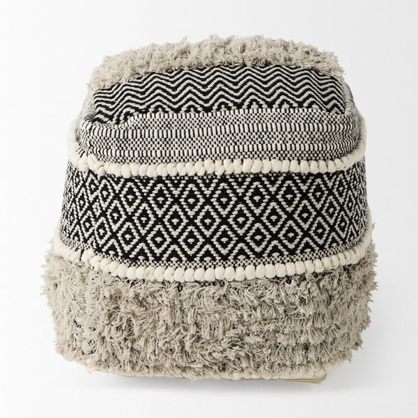 Mercana Darika Versatile Textured Cotton Pouf - Global-Inspired Accent for Coastal and Boho Interiors 69515