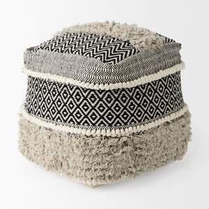 Mercana Darika Versatile Textured Cotton Pouf - Global-Inspired Accent for Coastal and Boho Interiors 69515