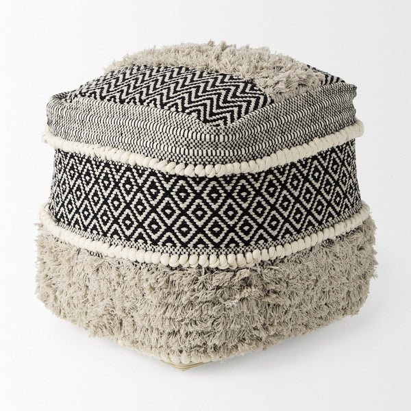 Mercana Darika Versatile Textured Cotton Pouf - Global-Inspired Accent for Coastal and Boho Interiors 69515