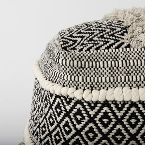Mercana Darika Versatile Textured Cotton Pouf - Global-Inspired Accent for Coastal and Boho Interiors 69515