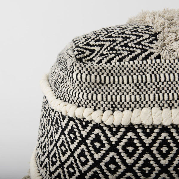 Mercana Darika Versatile Textured Cotton Pouf - Global-Inspired Accent for Coastal and Boho Interiors 69515