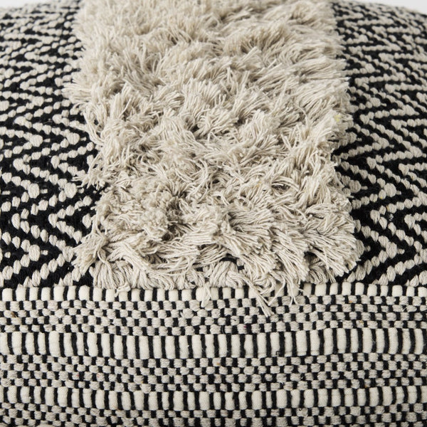 Mercana Darika Versatile Textured Cotton Pouf - Global-Inspired Accent for Coastal and Boho Interiors 69515