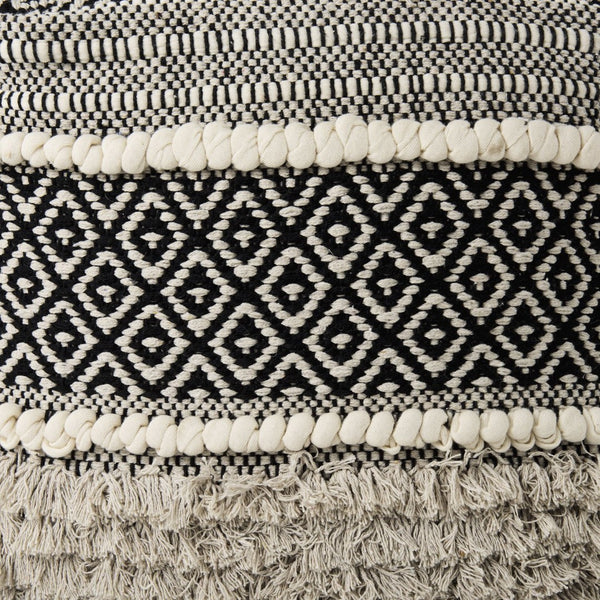 Mercana Darika Versatile Textured Cotton Pouf - Global-Inspired Accent for Coastal and Boho Interiors 69515