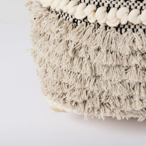 Mercana Darika Versatile Textured Cotton Pouf - Global-Inspired Accent for Coastal and Boho Interiors 69515
