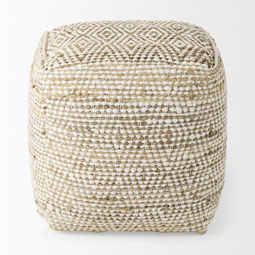 Mercana Ekani Versatile Hemp-Cotton Pouf - Multi-Purpose Accent for Coastal, Boho & Modern Interiors 69517
