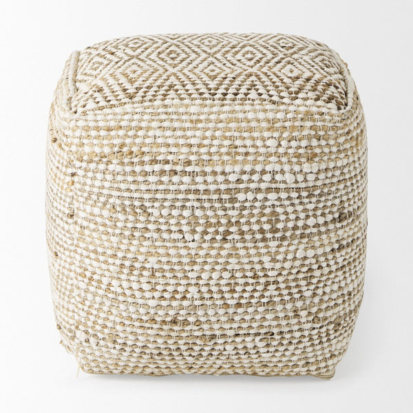 Mercana Ekani Versatile Hemp-Cotton Pouf - Multi-Purpose Accent for Coastal, Boho & Modern Interiors 69517