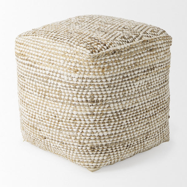 Mercana Ekani Versatile Hemp-Cotton Pouf - Multi-Purpose Accent for Coastal, Boho & Modern Interiors 69517