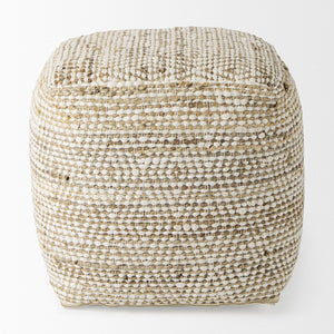 Mercana Ekani Versatile Hemp-Cotton Pouf - Multi-Purpose Accent for Coastal, Boho & Modern Interiors 69517