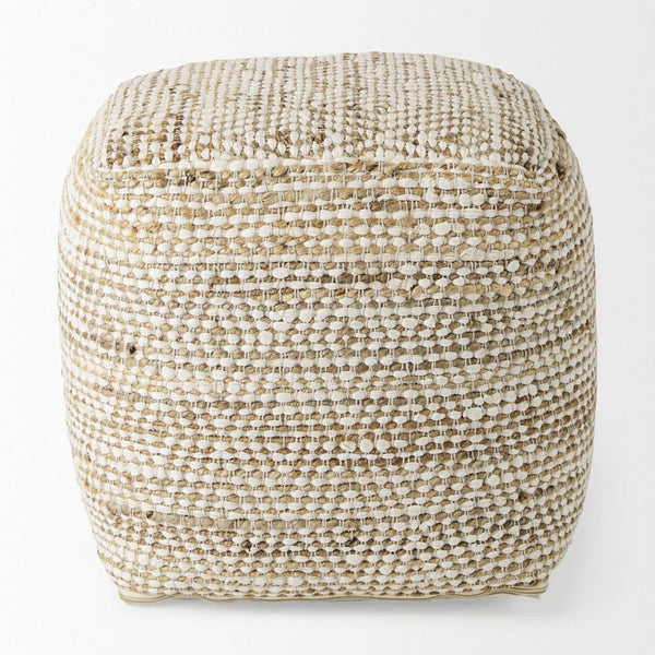Mercana Ekani Versatile Hemp-Cotton Pouf - Multi-Purpose Accent for Coastal, Boho & Modern Interiors 69517