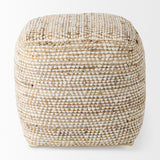 Mercana Ekani 16.0L x 16.0W x 16.0H Cream/Beige Cotton Pouf 69517