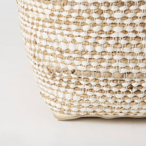 Mercana Ekani Versatile Hemp-Cotton Pouf - Multi-Purpose Accent for Coastal, Boho & Modern Interiors 69517