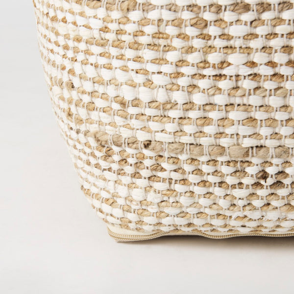 Mercana Ekani Versatile Hemp-Cotton Pouf - Multi-Purpose Accent for Coastal, Boho & Modern Interiors 69517