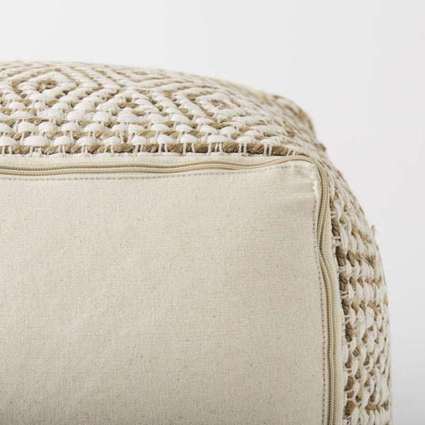 Mercana Ekani Versatile Hemp-Cotton Pouf - Multi-Purpose Accent for Coastal, Boho & Modern Interiors 69517
