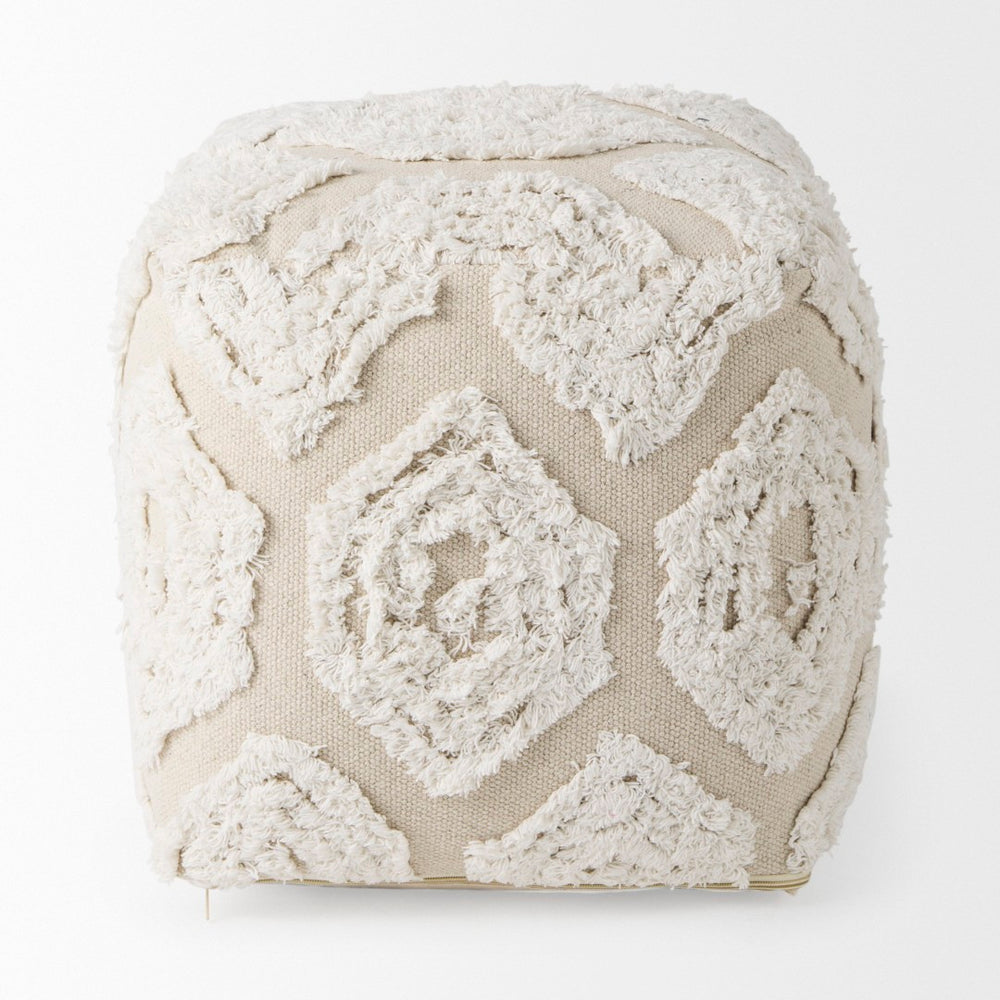 Mercana Ekanta Coastal-Inspired Decorative Pouf - Versatile Cotton Footrest for Elegant Living Spaces 69518