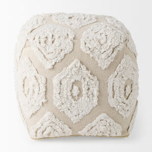 Mercana Ekanta Coastal-Inspired Decorative Pouf - Versatile Cotton Footrest for Elegant Living Spaces 69518