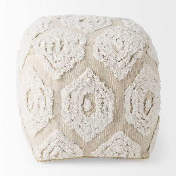 Mercana Ekanta Coastal-Inspired Decorative Pouf - Versatile Cotton Footrest for Elegant Living Spaces 69518