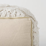 Mercana Ekanta 16.0L x 16.0W x 16.0H  Cream/Beige Patterned Cotton Pouf 69518