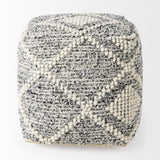 Mercana Ekiya  16.0L x 16.0W x 16.0H Black/White Yarn and Wool Patterened Pouf 69520