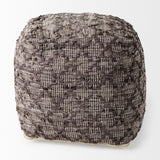 Mercana Falguni 16.0L x 16.0W x 16.0H Gray Leather and Cotton Patterned Pouf 69521