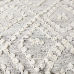 Mercana Farida Light Gray Patterned Pouf - Stylish Accent for Coastal & Modern Farmhouse Interiors, 16" Square 69522