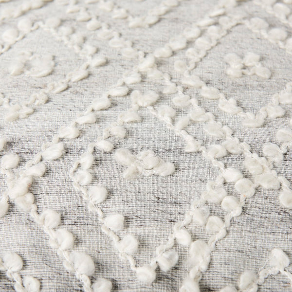 Mercana Farida Light Gray Patterned Pouf - Stylish Accent for Coastal & Modern Farmhouse Interiors, 16" Square 69522