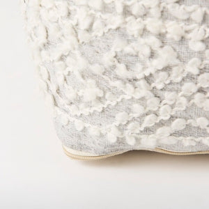 Mercana Farida Light Gray Patterned Pouf - Stylish Accent for Coastal & Modern Farmhouse Interiors, 16" Square 69522