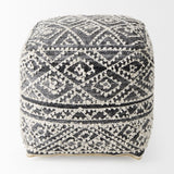 Mercana Farida  16.0L x 16.0W x 16.0H Dark Gray Wool and Polyester Patterned Pouf 69523