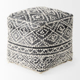 Mercana Farida  16.0L x 16.0W x 16.0H Dark Gray Wool and Polyester Patterned Pouf 69523