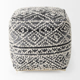 Mercana Farida  16.0L x 16.0W x 16.0H Dark Gray Wool and Polyester Patterned Pouf 69523