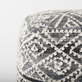 Mercana Farida  16.0L x 16.0W x 16.0H Dark Gray Wool and Polyester Patterned Pouf 69523