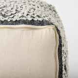 Mercana Farida  16.0L x 16.0W x 16.0H Dark Gray Wool and Polyester Patterned Pouf 69523