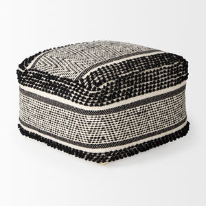 Mercana Garima Handcrafted 22" Textured Pouf - Versatile Seating for Boho, Coastal, and Modern Decor 69524