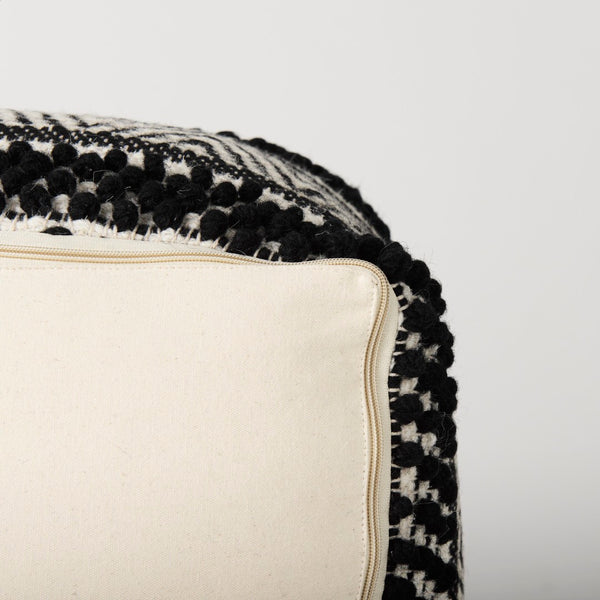 Mercana Garima Handcrafted 22" Textured Pouf - Versatile Seating for Boho, Coastal, and Modern Decor 69524